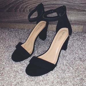 Black suede heels